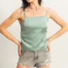Satin Back Tie Detail Cami - Sage Green