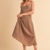 Side Button Midi Cami Dress - Mocha