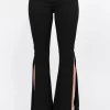 Side Slit Flare Jeans - Black