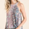Snakeskin Print Low Gauge Hacci Knit Halter - Blush Multi