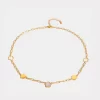 Stainless Steel White Mother-Of-Pearl Flower Necklace - Gold