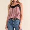 Stripe Print with Lace Cami - Stripe
