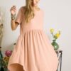 Swiss Dot Babydoll Dress - Blush