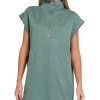 Textured Knit Jacquard Quarter Zipper Mini Dress - Ash Jade