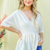 Textured and Soft V Neck Casual Top - Ivory