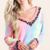 Tie Dye Terry V-Neck Top - Pastel Tie Dye