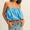 Trendy Strapless Bubble Top - Blue