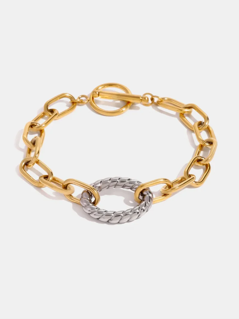 Two-Tone Stainless Steel Chain Bracelet - Gold