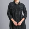 Umgee Raw Hem Button Down Denim Jacket With Chest Pockets - Black