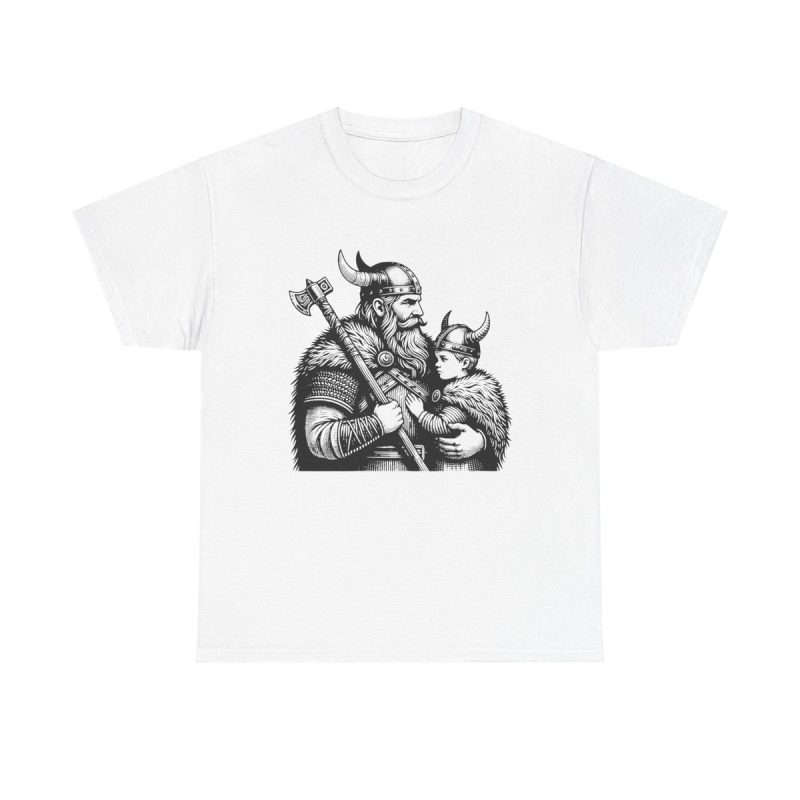 Viking Father Son Unisex T-Shirt - Cool Nordic Norse Scandinavian Art Drawing Dad Odin