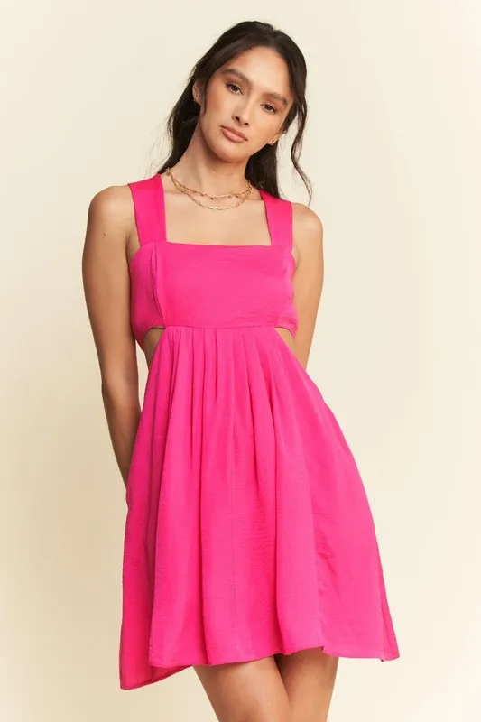 Washed-Satin-Cutout-Skirt-Bandeau-Mini-Dress-Hot-Pink-1