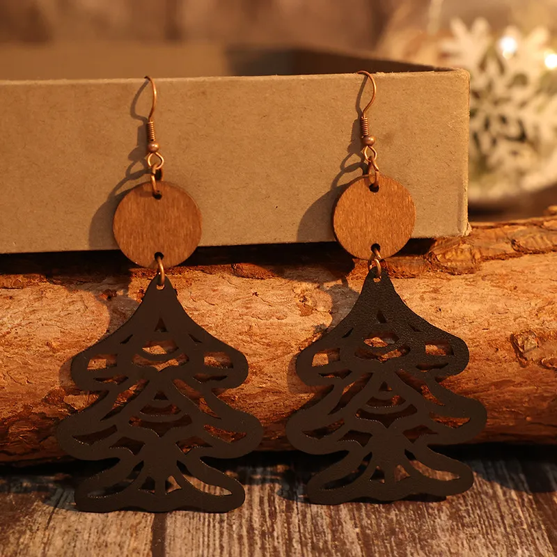 Wooden-Cutout-Tree-Shape-Earrings-Black-2