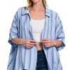 Woven Yarn-Dye Stripe Oversized Button Down Shirt - Spring Blue