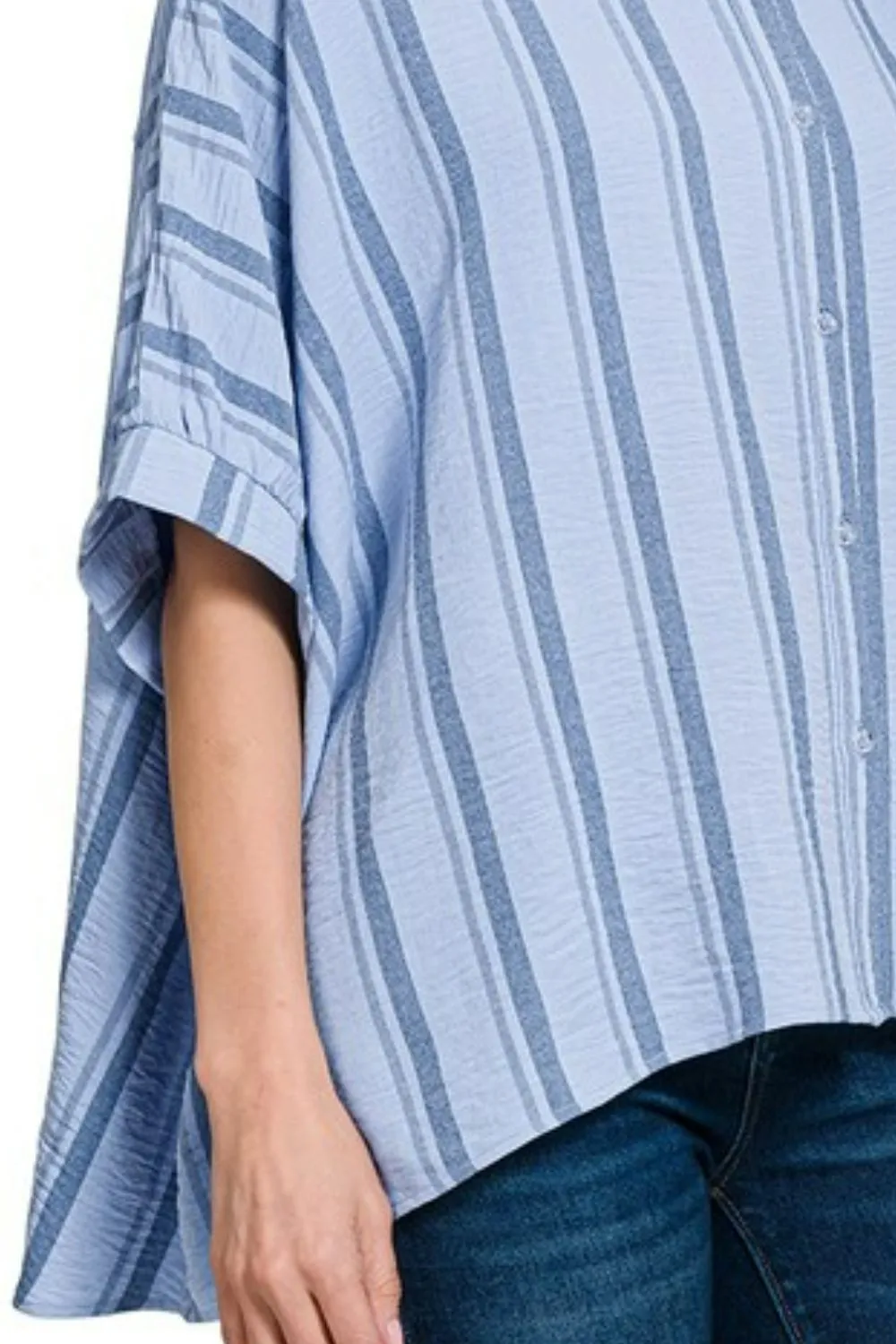 Woven-Yarn-Dye-Stripe-Oversized-Button-Down-Shirt-Spring-Blue-3