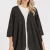 Open Front Batwing Sleeve Cardigan - Black