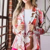 Full Size Shawl Floral Open Blazers Plus Size - Rose/Pink