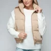 Fine Fur Lining Quilted Vest - Iced Coffee
