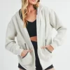 Contrast Trim Zip Up Hoodie Jacket - Heather Bone