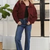 Outfit Cropped Pockets Brown Jacket - Wine