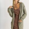 Comfy Fuzzy Sweater Cardigan - New Olive