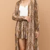 Snake Print Kimono Open Front Longline Cardigan - Snake
