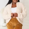 Open Front Long Sleeve Cardigan - Cream