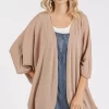 Open Front Batwing Sleeve Cardigan - Camel