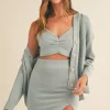 3 Pieces Sweater Set with Crop Cami