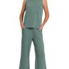 Cotton Slub Tank & Pants Set - Ash Jade