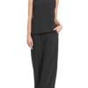Cotton Slub Tank & Pants Set - Black