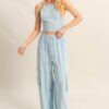 Crop Top and Cargo Pants Set - L.Blue