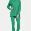 Full Size Brushed Microfiber Top and Leggings Lounge Set - K Green