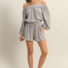 Off Shoulder Top and Shorts Set - Black/White