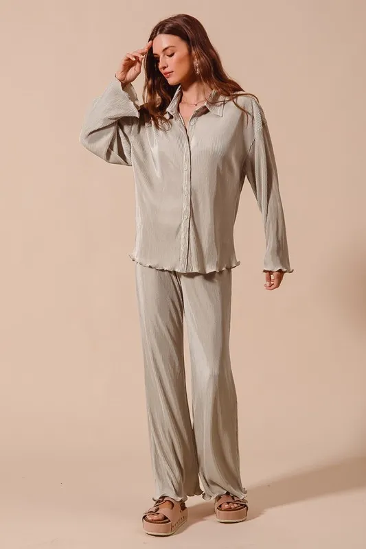 Pleated-Shirt-and-Pants-Set-with-Wavy-Edge-Details-Oatmeal-1