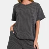 Rib Short Sleeve T-Shirt and Shorts Set - Dark Gray
