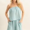 Tube Top and Flowy Shorts Set - L.Blue