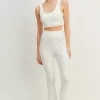 Waffle Tank and High Waist Flare Pants Set - White