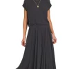 Woven Crinkle Gauze Crop Tee and Skirt Set - Black