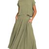 Woven Crinkle Gauze Crop Tee and Skirt Set - Lt Olive